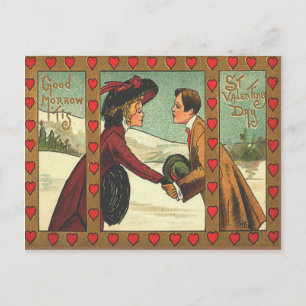 Vintage Retro Couple Kissing Valentine Card Feiertagspostkarte