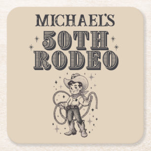 Vintage Retro Cowboy Rodeo 50. Geburtstagsfeier Rechteckiger Pappuntersetzer