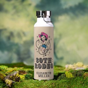 Vintage Retro-Cowgirl 30. Geburtstagsfeier Trinkflasche