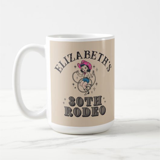 Vintage Retro Cowgirl 30th Birthday Party Kaffeetasse (Links)