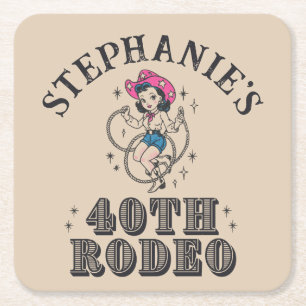 Vintage Retro Cowgirl 40. Geburtstagsfeier Rechteckiger Pappuntersetzer