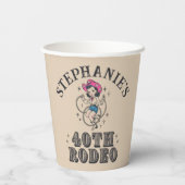 Vintage Retro Cowgirl 40th Birthday Party Pappbecher (Rückseite)