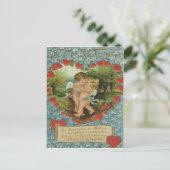 Vintage Retro Cupids Küssen Valentinkarte Feiertagspostkarte (Stehend Vorderseite)