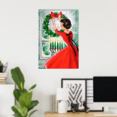 Vintage Retro-Dame und Kamindekor Poster (Heimbüro)