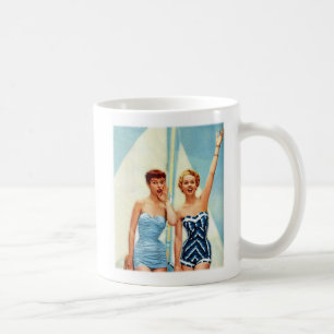 Vintage Retro Damen 60er Badeanzug Surfs Up! Kaffeetasse