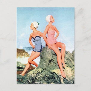 Vintage Retro Damen Badeanzüge und auch Schwimmanz Postkarte