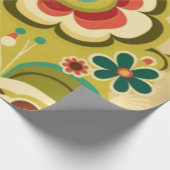 Vintage Retro-Design Blumen hellgrün Geschenkpapier (Ecke)
