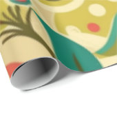 Vintage Retro-Design Blumen hellgrün Geschenkpapier (Rolleneckpunkt)