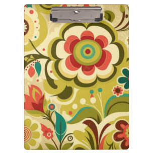 Vintage Retro-Design Blumen hellgrün Klemmbrett