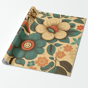 Vintage Retro-Design Blumen Pastell Geschenkpapier
