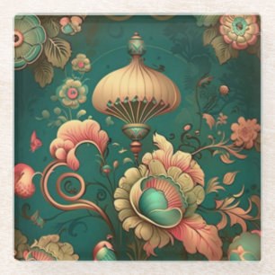 Vintage Retro-Design floral grün Glasuntersetzer