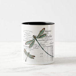 Vintage, Retro Design Frankreich - Libelle, Insekt Zweifarbige Tasse