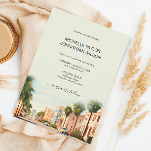Vintage Retro Destination Hochzeit Charleston Einladung