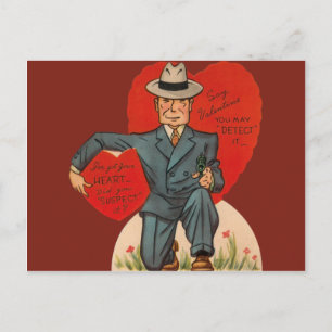 Vintage Retro Detektiv Valentinstagskarte Feiertagspostkarte