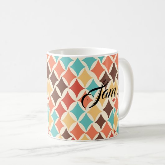 Vintage Retro-Diamantformate Kaffeetasse (VorderseiteRechts)