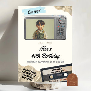 Vintage Retro Digitalkamera Geburtstag Einladung
