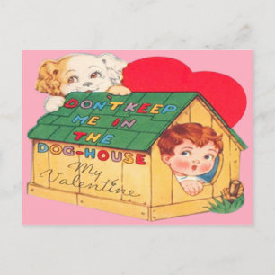 Vintage Retro Dog House Valentine Card Feiertagspostkarte