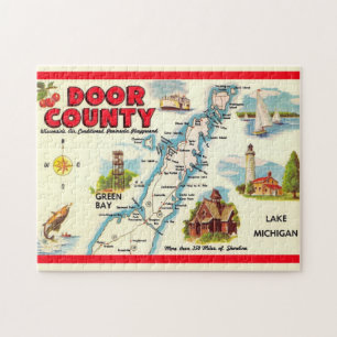 Vintage Retro Door Landkreis Map Puzzle