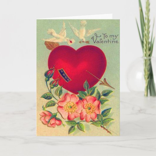 Vintage Retro Doves Herzklappenkarte Feiertagskarte (Vorderseite)