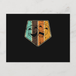 Vintage Retro-Drama-Masken Theater Musical Feiertagspostkarte