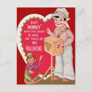Vintage Retro Drehorgelspieler Valentinskarte Feiertagspostkarte
