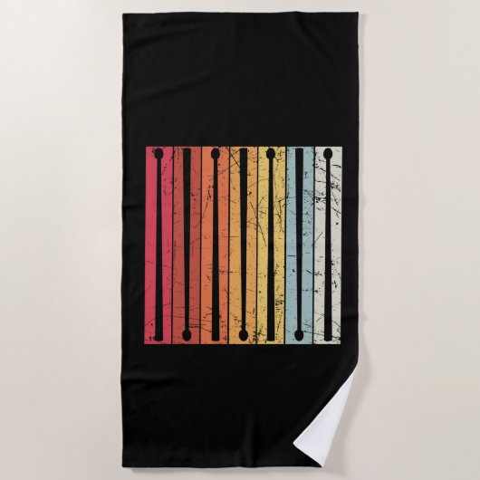 Vintage Retro Drumsticks Drummer Drums Strandtuch (Vorderseite)