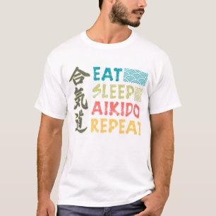 Vintage Retro Eat Sleep Aikido Repeat T-Shirt