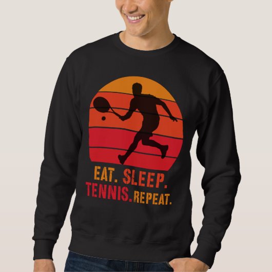 Vintage Retro Eat Sleep Tennis Repeat Sweatshirt (Vorderseite)