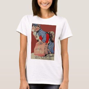 Vintage Retro-Eichhörnchen Mailman Valentine-Karte T-Shirt