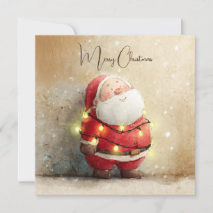 Vintage Retro einfacher Weihnachtsbaum Santa Claus Feiertagskarte