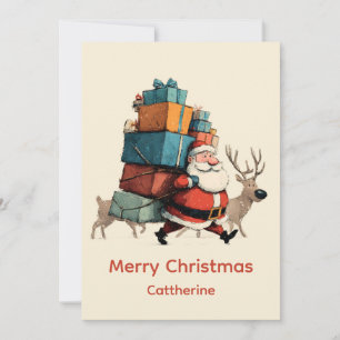 Vintage Retro einfacher Weihnachtsmann Feiertagskarte