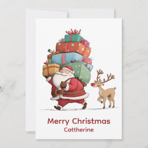 Vintage Retro einfacher Weihnachtsmann Feiertagskarte