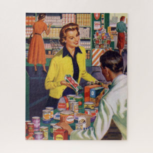 Vintage Retro-Einkauf im Lebensmittelladen Puzzle