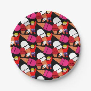 Vintage Retro Eiscreme-Kunst Pappteller