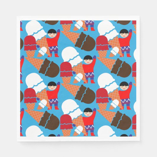 Vintage Retro Eiscreme-Kunst Serviette (Vorderseite)