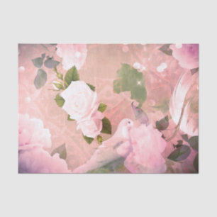 Vintage Retro Elegante Taubenfedern Rose Seidenpapier