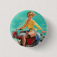 Vintage Retro Elvgren Motorrad-Biker Button-UP Gir