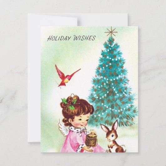Vintage Retro-Engel-Message-Karte Feiertagskarte (Vorderseite)