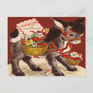 Vintage Retro Esel Valentinstagskarte Feiertagspostkarte