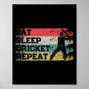 Vintage Retro Essen Schlaf Cricket Wiederholen Lus Poster