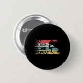 Vintage Retro Essen Schlaf Klettern Wiederholung L Button (Vorne & Hinten)