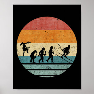 Vintage Retro-Evolution des Skifahrers Skiläufer S Poster