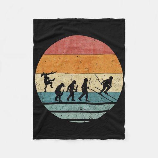 Vintage Retro-Evolution eines Skifahrers Skifahrer Fleecedecke (Vorderseite)