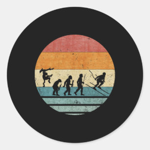 Vintage Retro-Evolution eines Skifahrers Skifahrer Runder Aufkleber