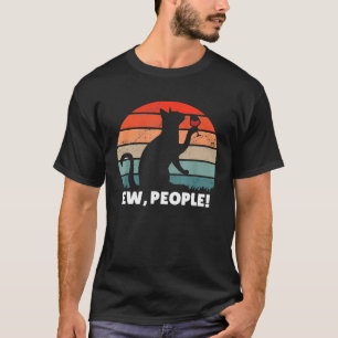 Vintage Retro Ew Leute Lustige Katze Trinkt Wein L T-Shirt