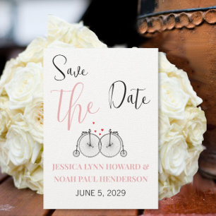 Vintage Retro-Fahrrad-Liebe Rosa Save the Date Einladung