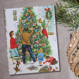 Vintage Retro-Familie dekorieren Weihnachtsbaum Feiertagskarte