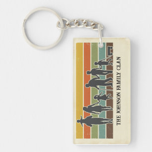 Vintage Retro Familien Trek Silhouette Benutzerdef Schlüsselanhänger