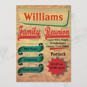 Vintage Retro Familien-Wiedersehen-Einladung Einladung