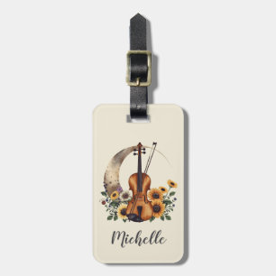 Vintage Retro Farben Wildblume Boho Floral Violine Gepäckanhänger